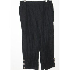two star dog Womens Black Linen Crop Wide Leg Pull On Pants 12
